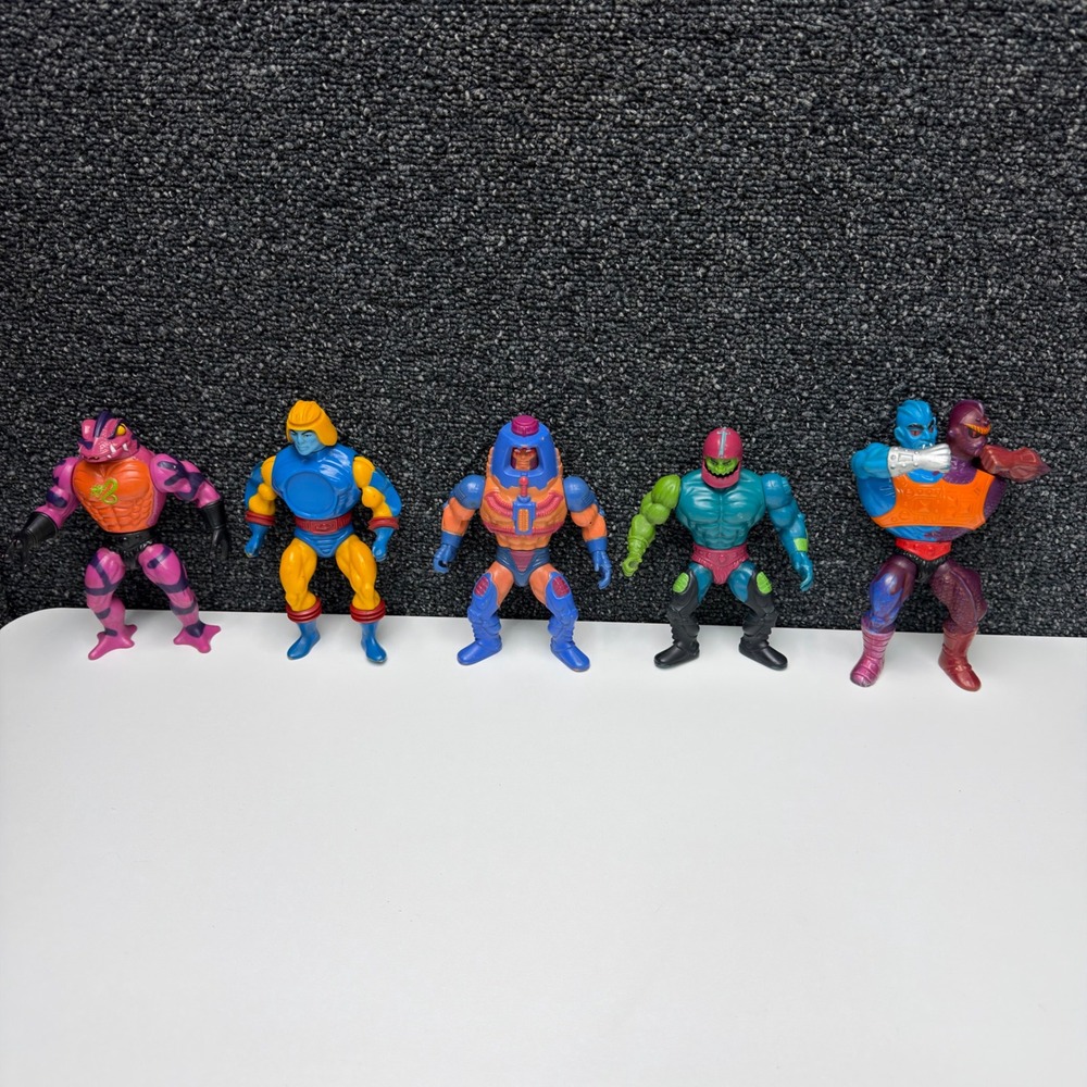Vtg MOTU Action Figure Lot Mattel Tung Lashor Sy-Klone Trap Jaw Two-Bad 1980s